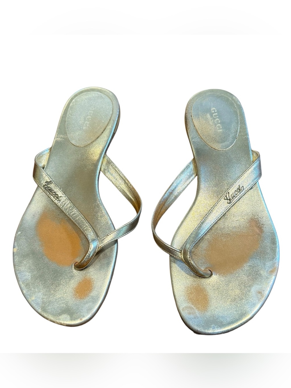 Gucci Metallic Gold Sandal Size 8.5 - Picture 1 of 8